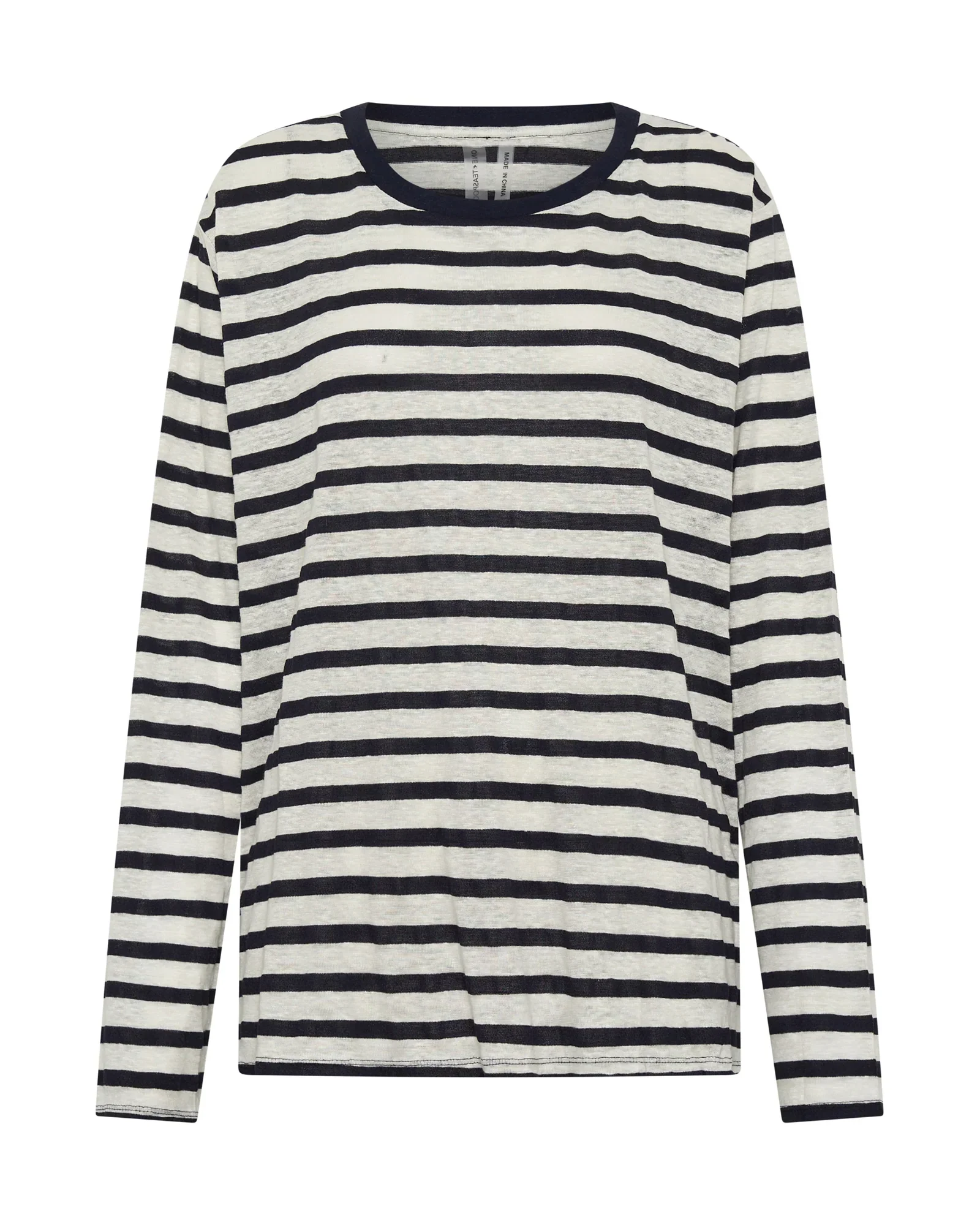 ONE TEASPOON Womens LInen Yarn Dye Stripe Longsleeve Boyfriend Tee - Blue & White - Image 7