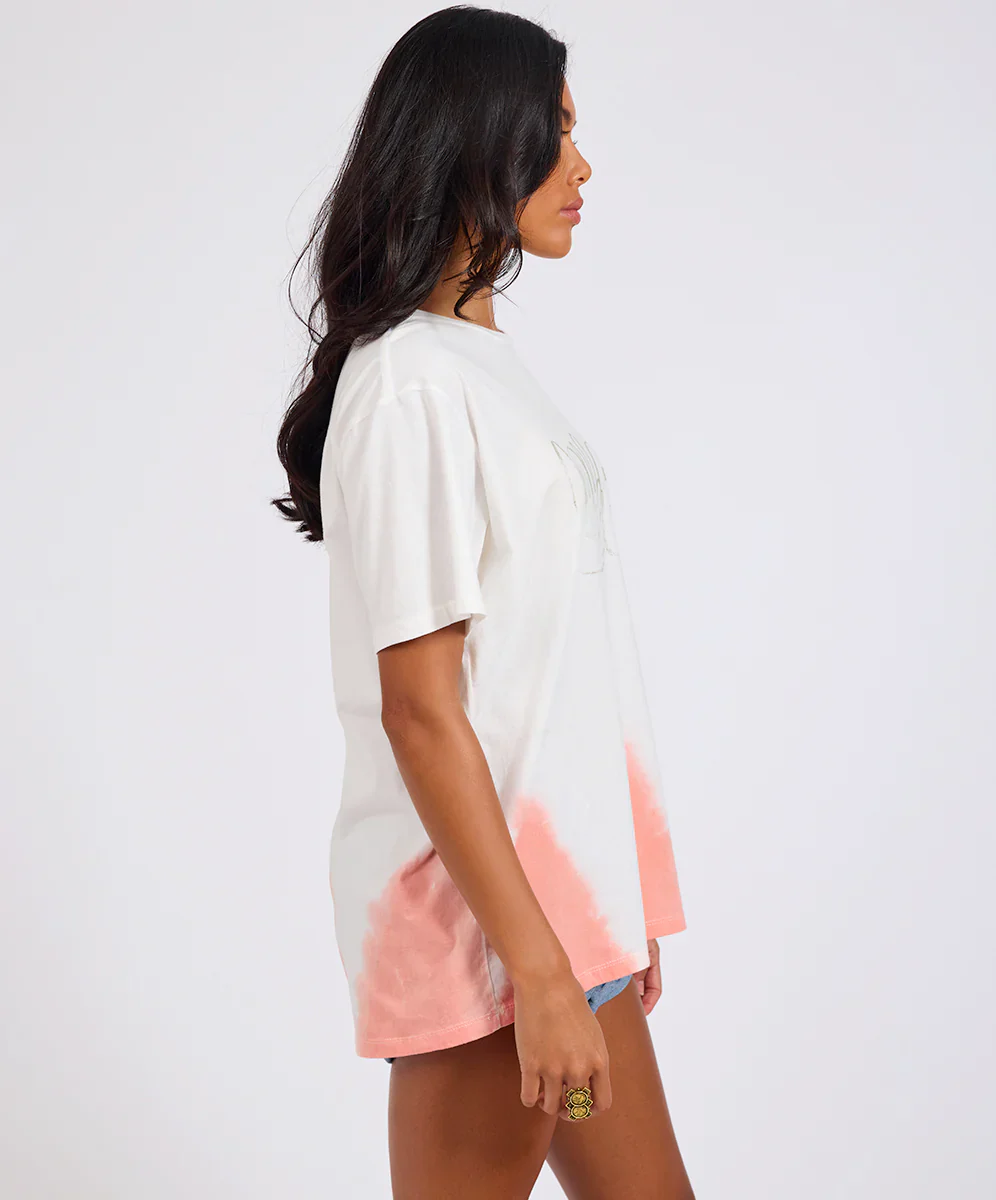 ONE TEASPOON Womens Love Dip Dye Boyfriend Tee in White - Image 2