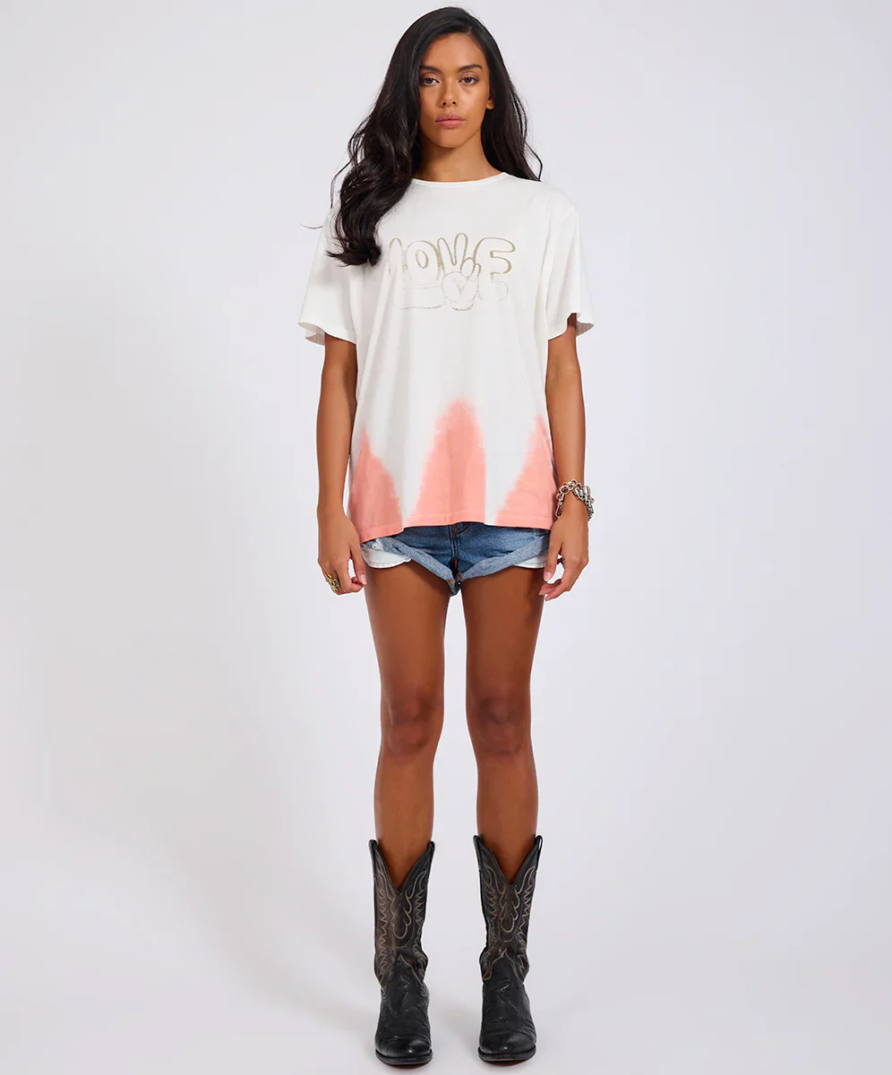 ONE TEASPOON Womens Love Dip Dye Boyfriend Tee in White - Image 4