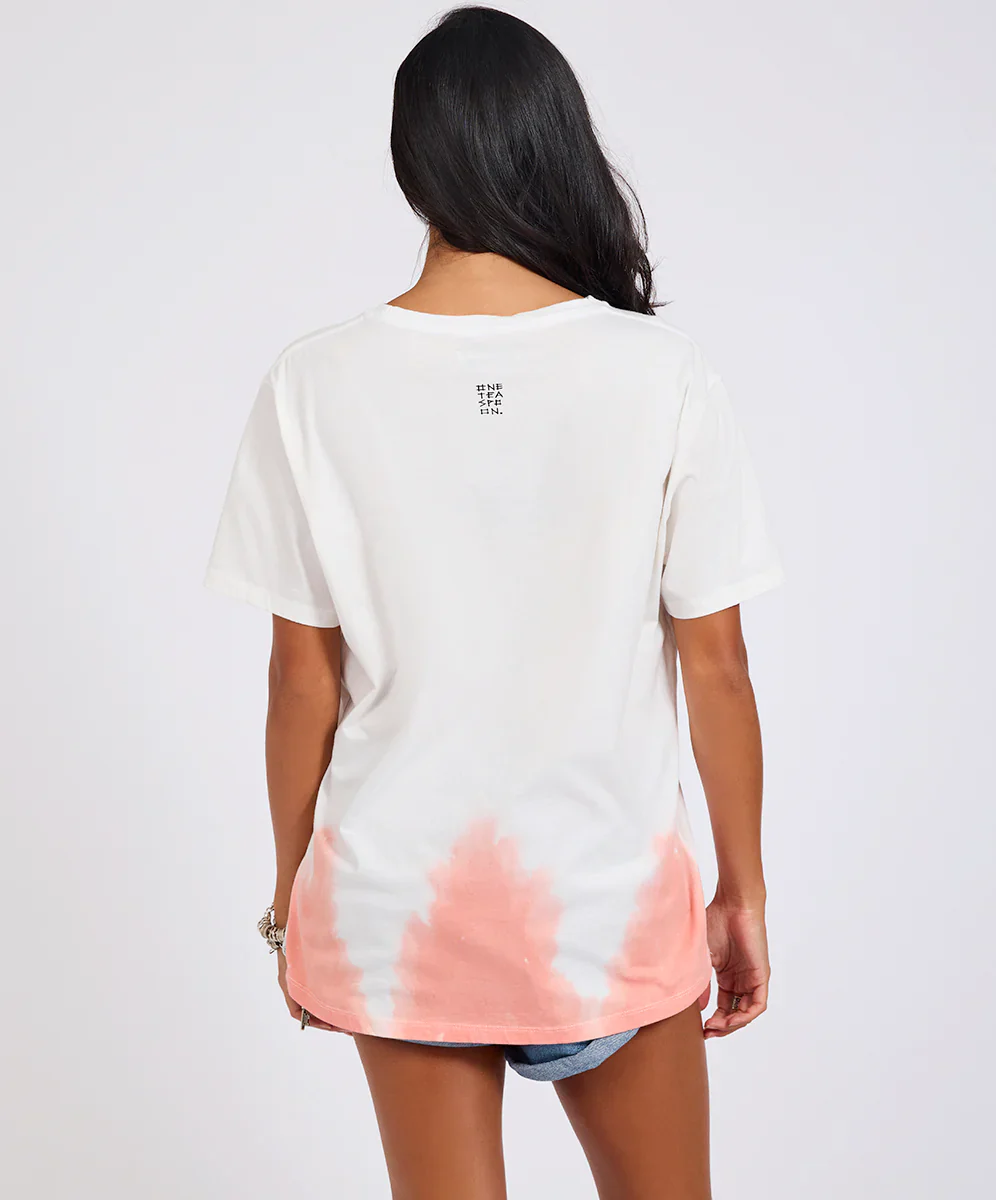 ONE TEASPOON Womens Love Dip Dye Boyfriend Tee in White - Image 6
