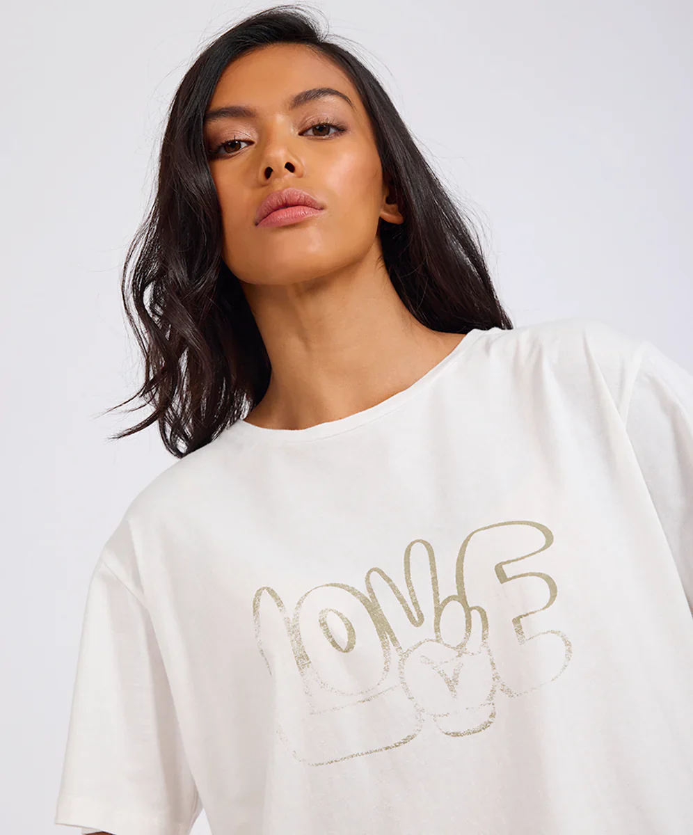 ONE TEASPOON Womens Love Dip Dye Boyfriend Tee in White - Image 9
