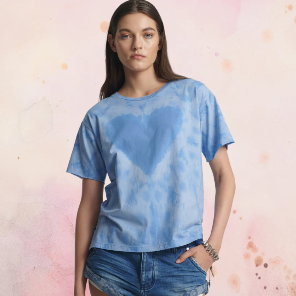 ONE TEASPOON Womens Love Sweat Split Hem Tee - Blue - Image 2