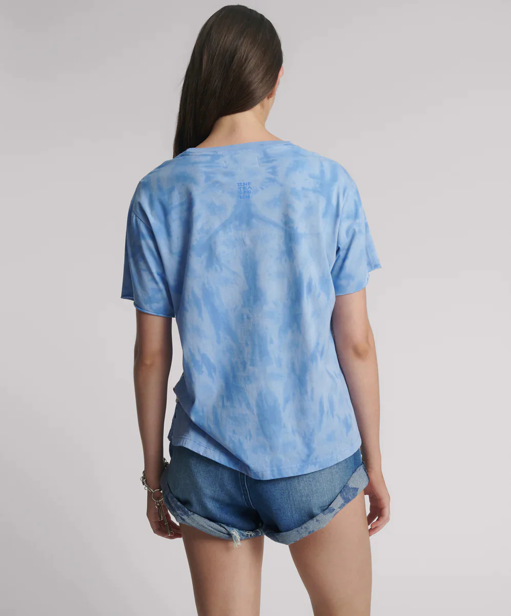 ONE TEASPOON Womens Love Sweat Split Hem Tee - Blue - Image 5
