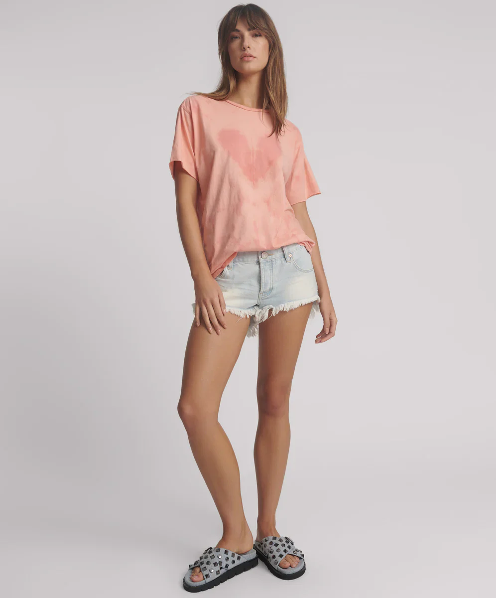 ONE TEASPOON Womens Love Sweat Tie Dye Boyfriend Tee - Pale Pink - Image 5