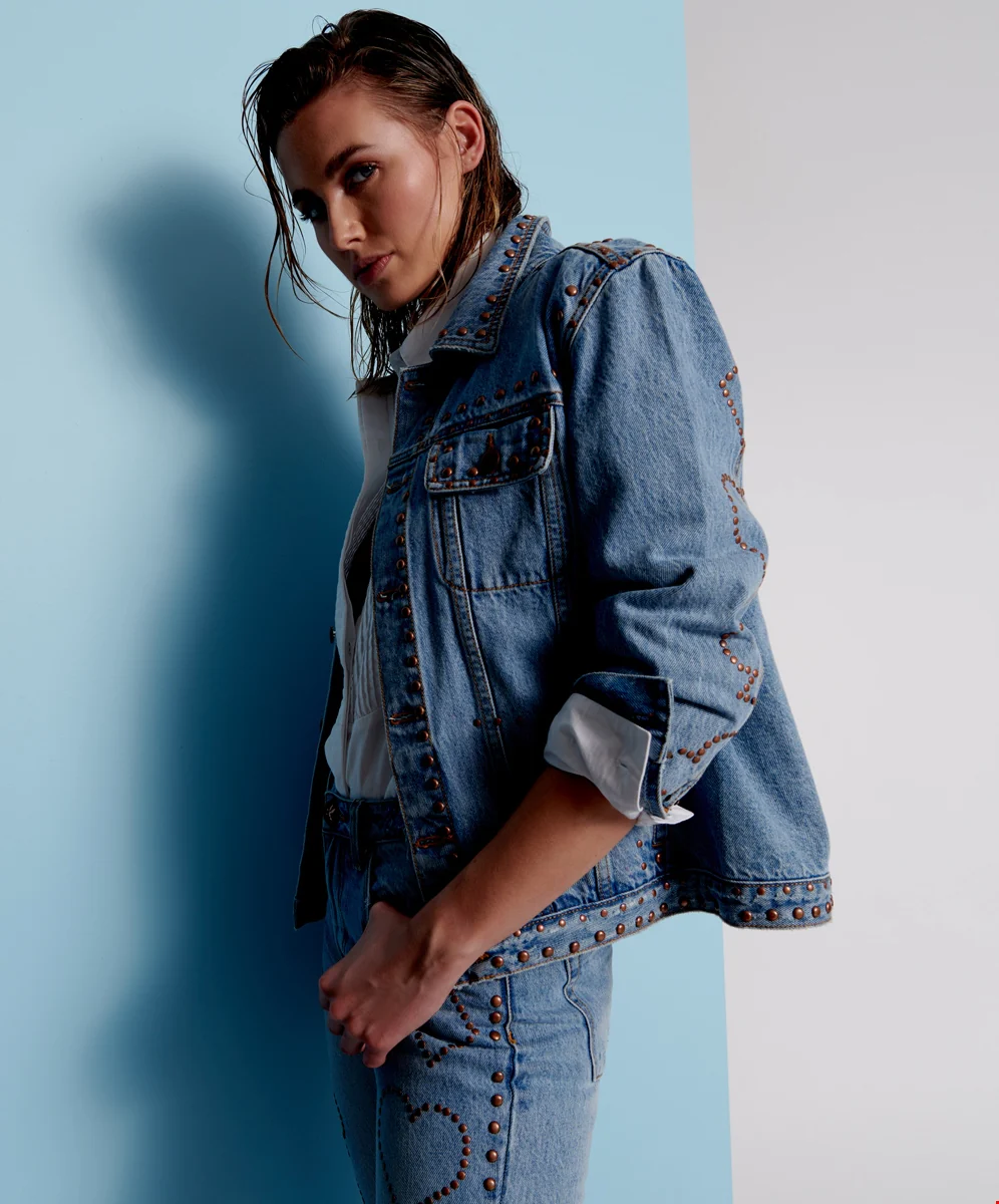 ONE TEASPOON Womens Lucky Bet Denim Trucker - Ocean - Image 5