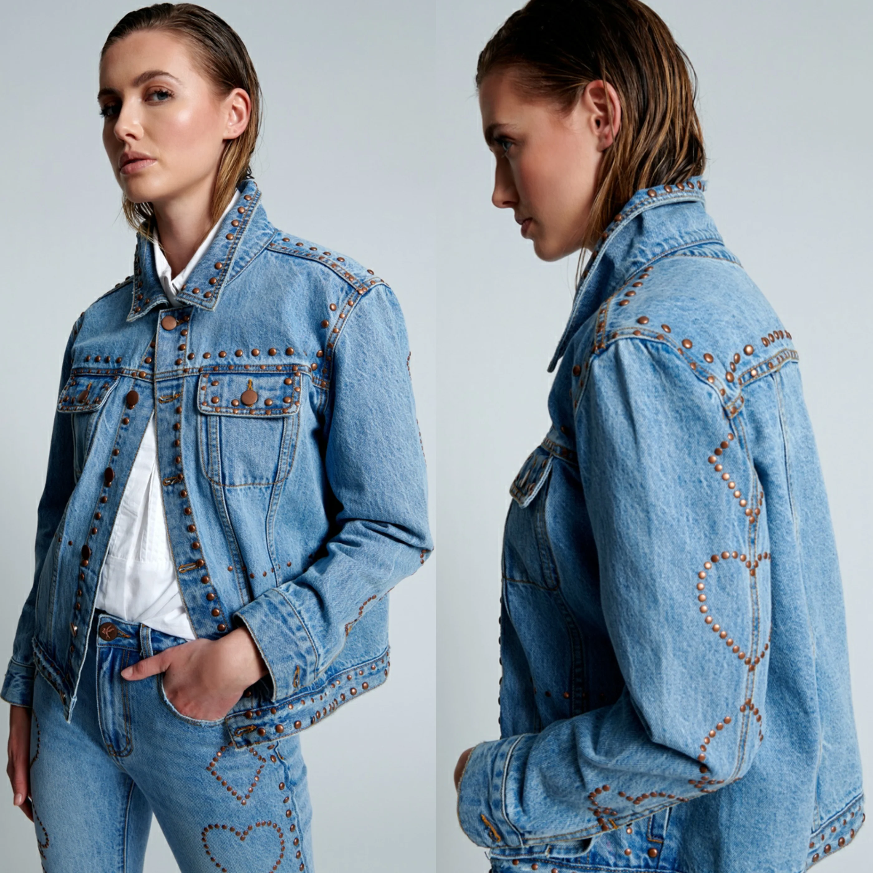 ONE TEASPOON Womens Lucky Bet Denim Trucker - Ocean - Image 7