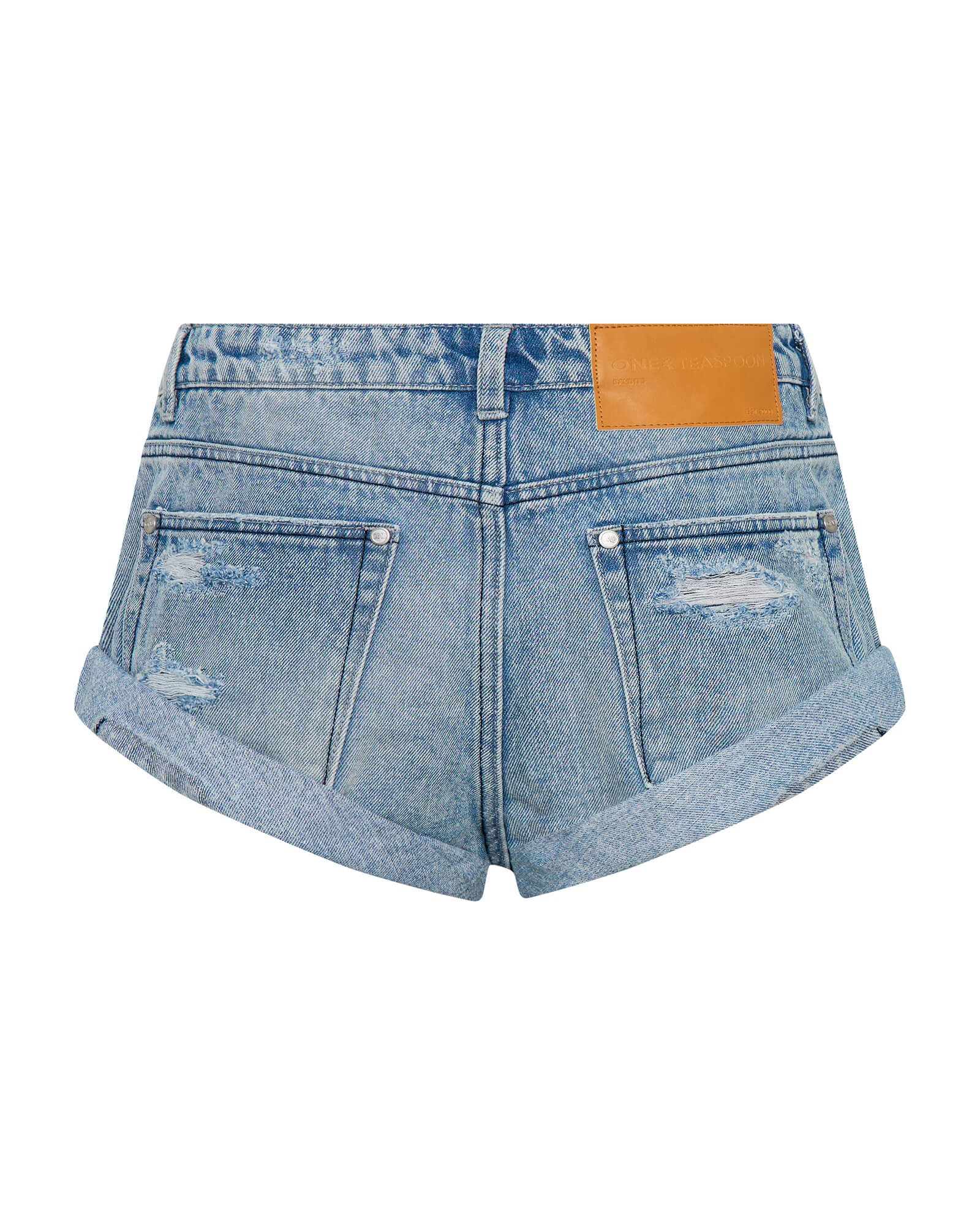 ONE TEASPOON Womens Messed Up Bandits Low Waist Denim Shorts in Salty Dog Blue - Image 13