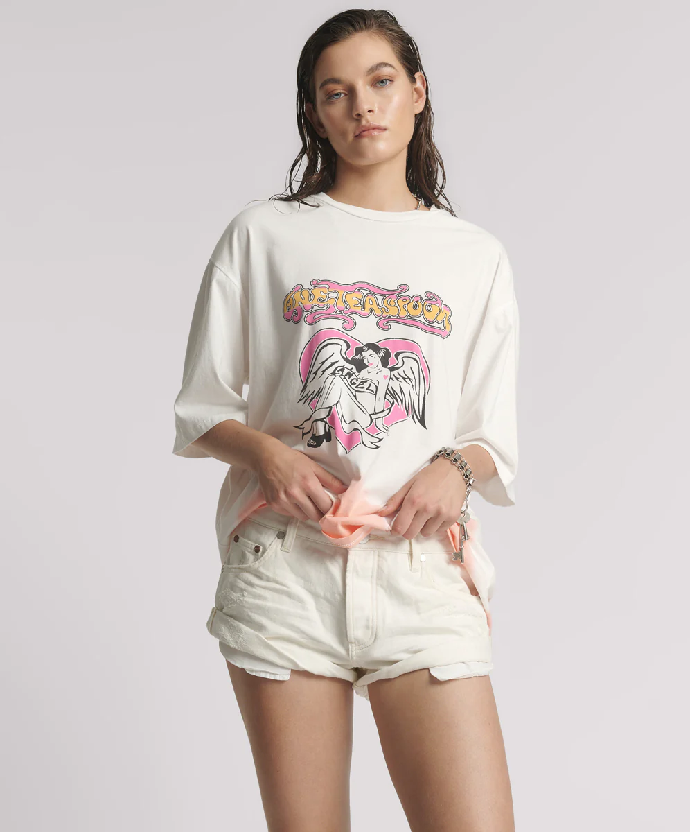ONE TEASPOON Womens Milk Bandits Low Waist Denim Shorts - Milk White - Image 2