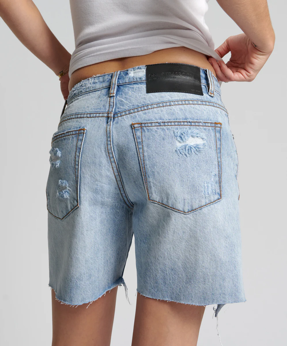 ONE TEASPOON Womens Ocean Jackson Mid Waist Wide Leg Denim Shorts - Image 5