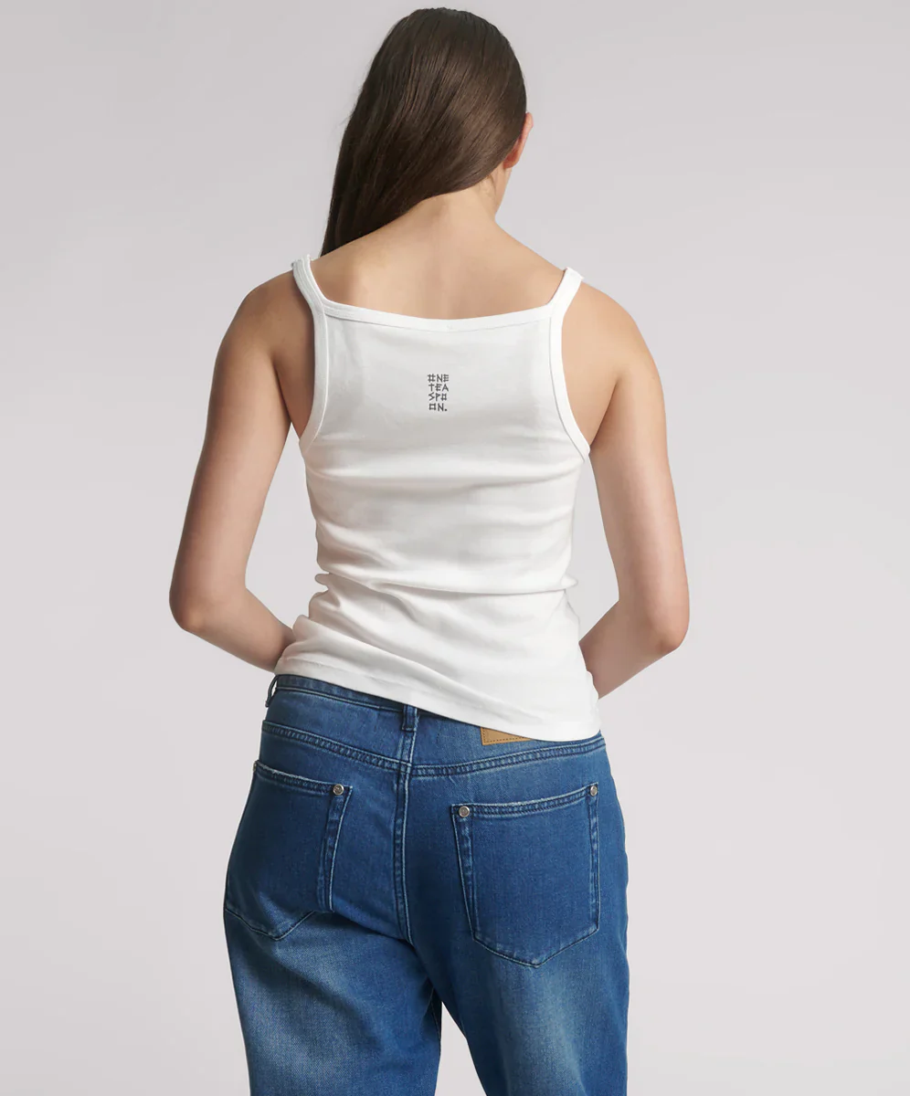 ONE TEASPOON Womens One Teaspoon Fine Ribbed Singlet in White - Image 4