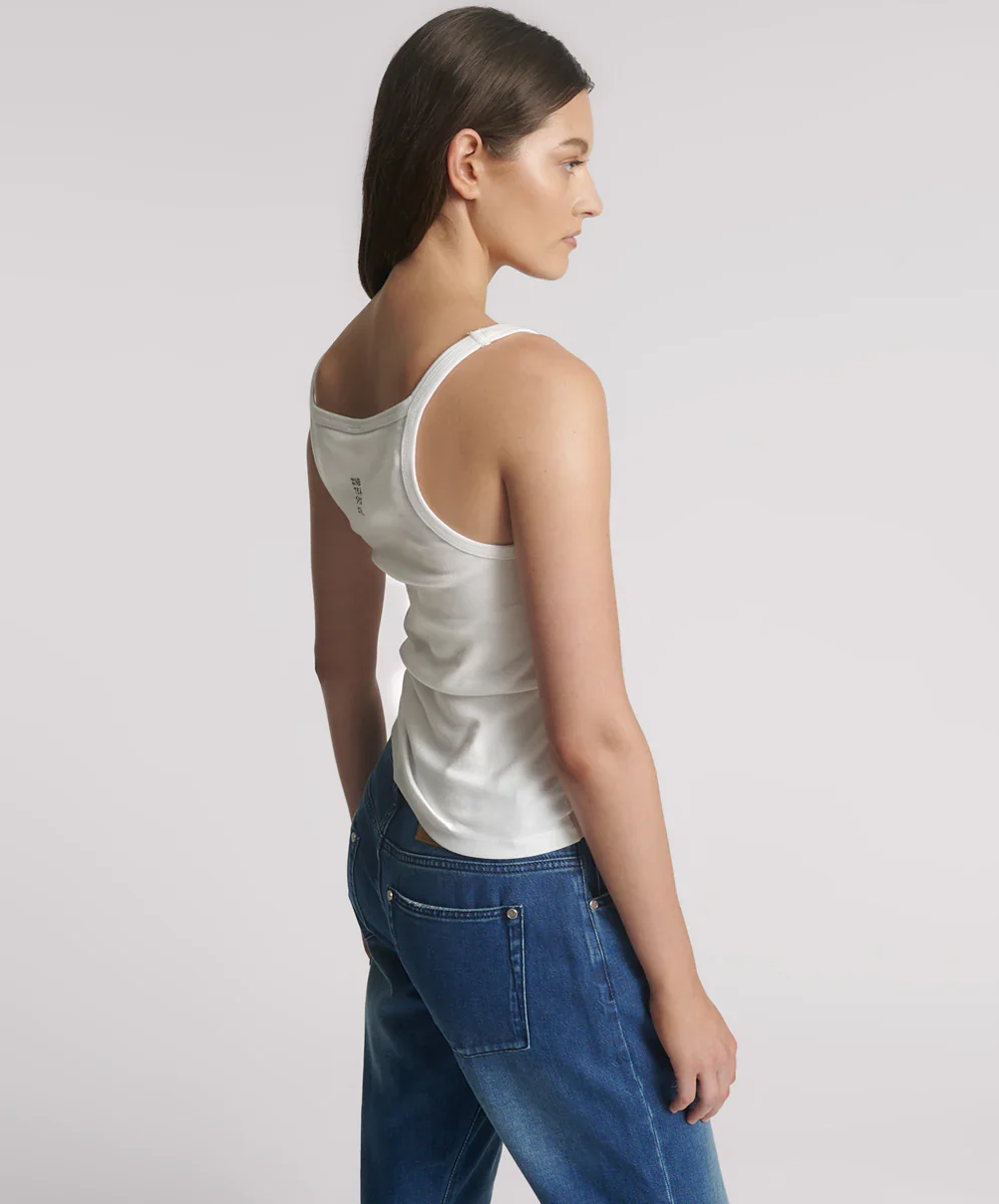 ONE TEASPOON Womens One Teaspoon Fine Ribbed Singlet in White - Image 5