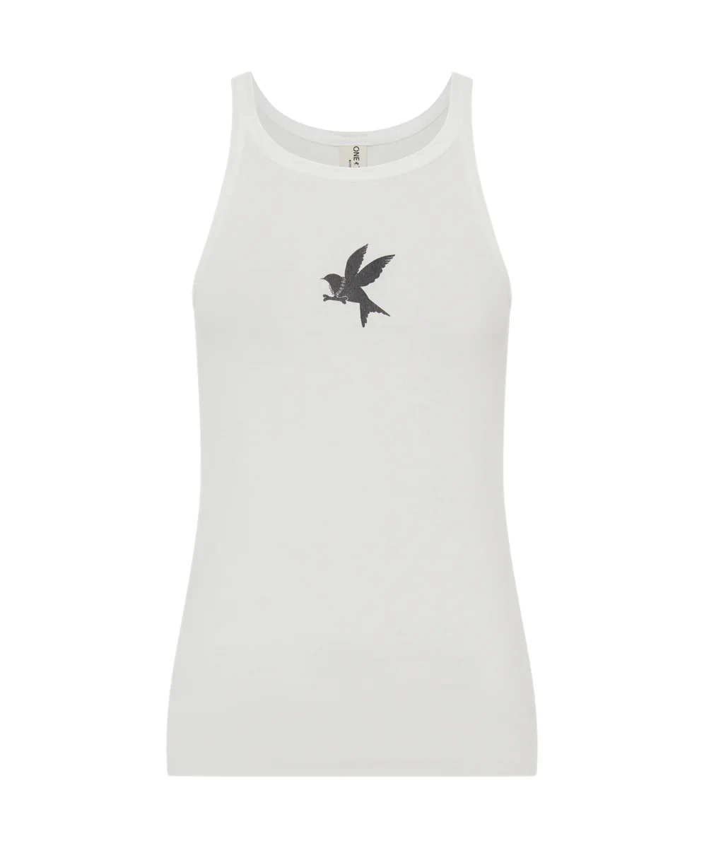 ONE TEASPOON Womens One Teaspoon Fine Ribbed Singlet in White - Image 7