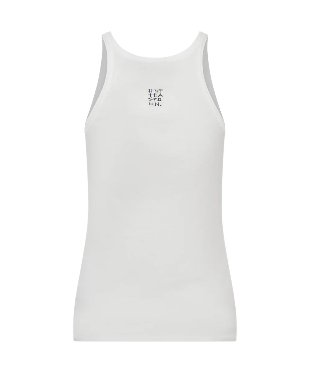 ONE TEASPOON Womens One Teaspoon Fine Ribbed Singlet in White - Image 8
