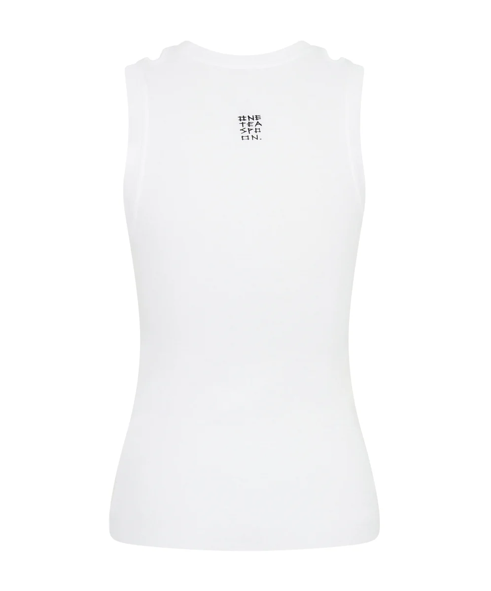 ONE TEASPOON Womens OTS Cut Through Fine Ribbed Tank Top - White - Image 7