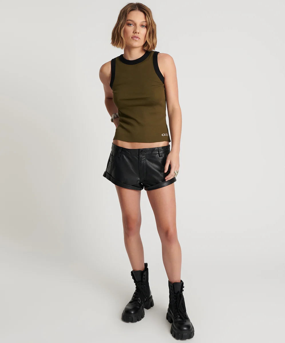 ONE TEASPOON Womens OTS Khaki 2 Tone Equipment Tank - Khaki - - Image 4