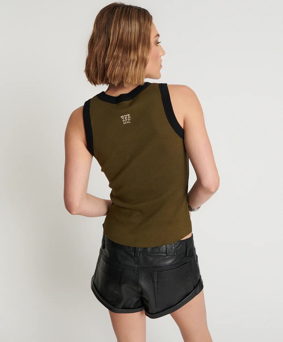 ONE TEASPOON Womens OTS Khaki 2 Tone Equipment Tank - Khaki - - Image 6