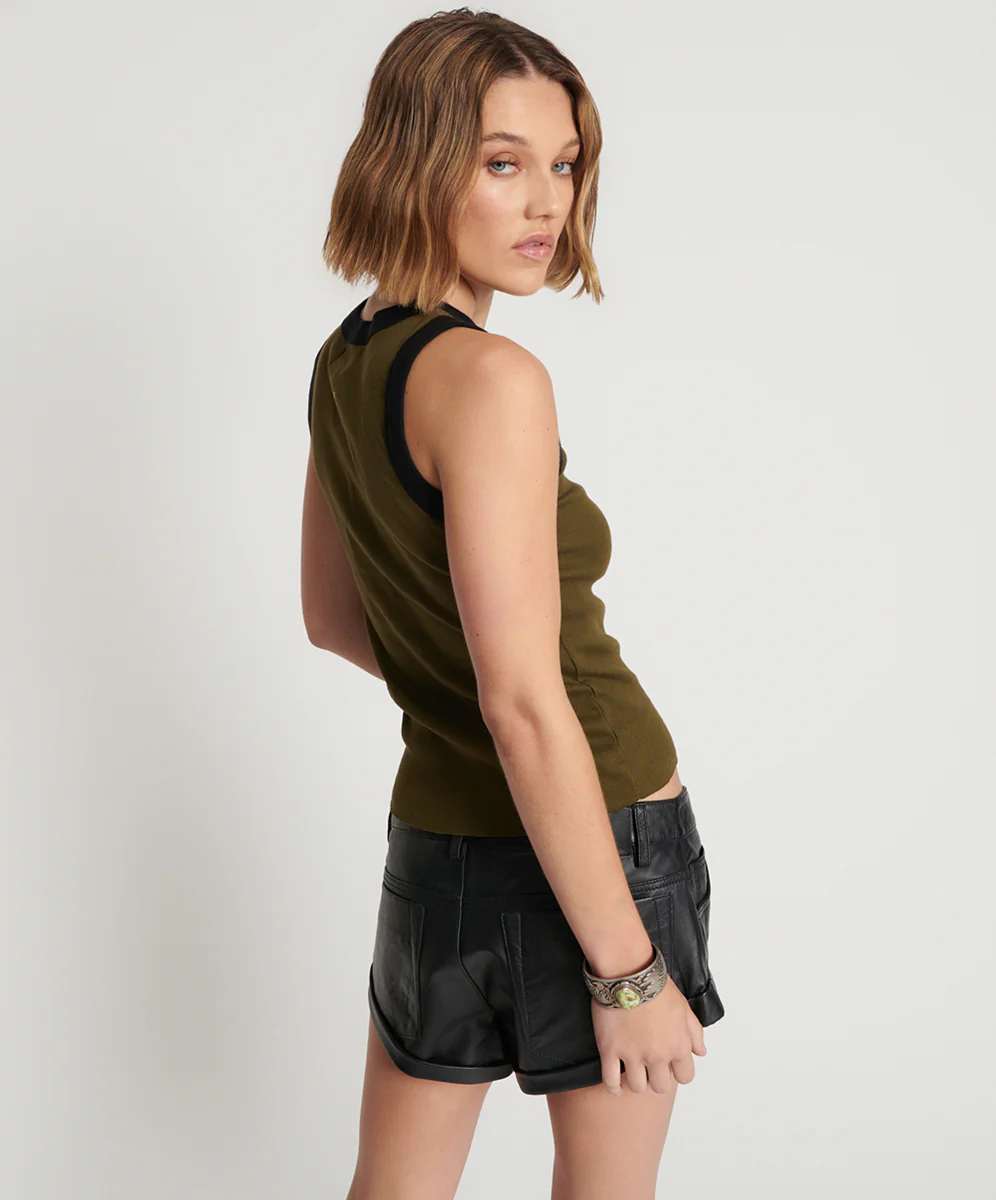 ONE TEASPOON Womens OTS Khaki 2 Tone Equipment Tank - Khaki - - Image 7