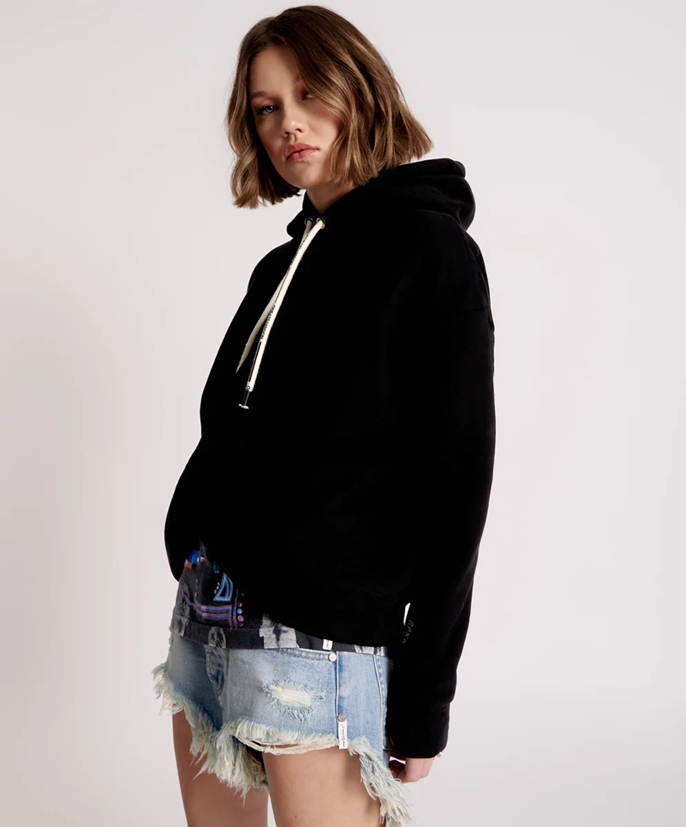 ONE TEASPOON Womens OTS Twisted Hoody Black - Image 2