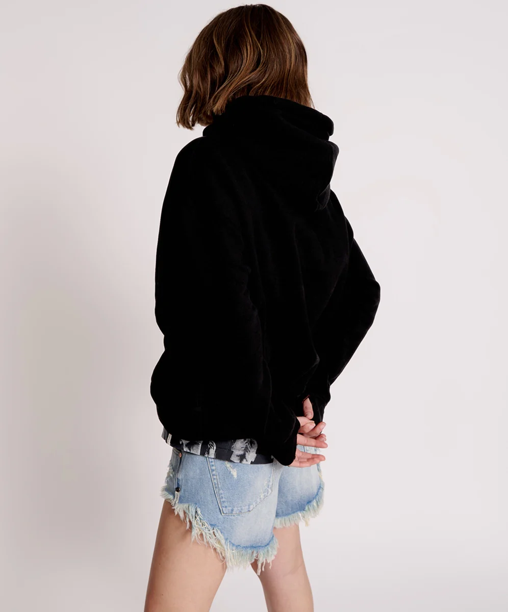 ONE TEASPOON Womens OTS Twisted Hoody Black - Image 4