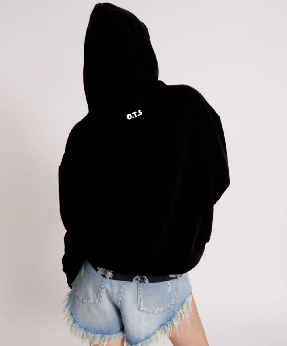 ONE TEASPOON Womens OTS Twisted Hoody Black - Image 5