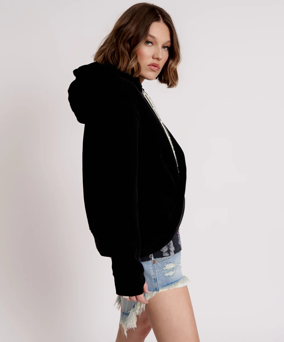 ONE TEASPOON Womens OTS Twisted Hoody Black - Image 6