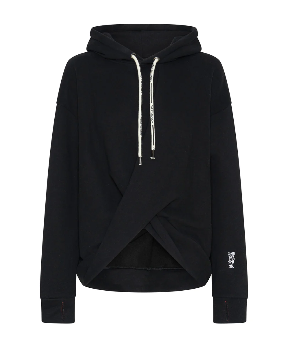 ONE TEASPOON Womens OTS Twisted Hoody Black - Image 7