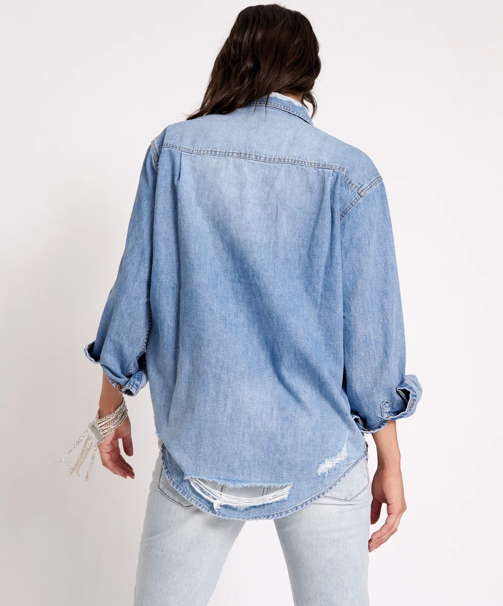 ONE TEASPOON Womens Pacifica Classic Everyday Denim Shirt - Image 5