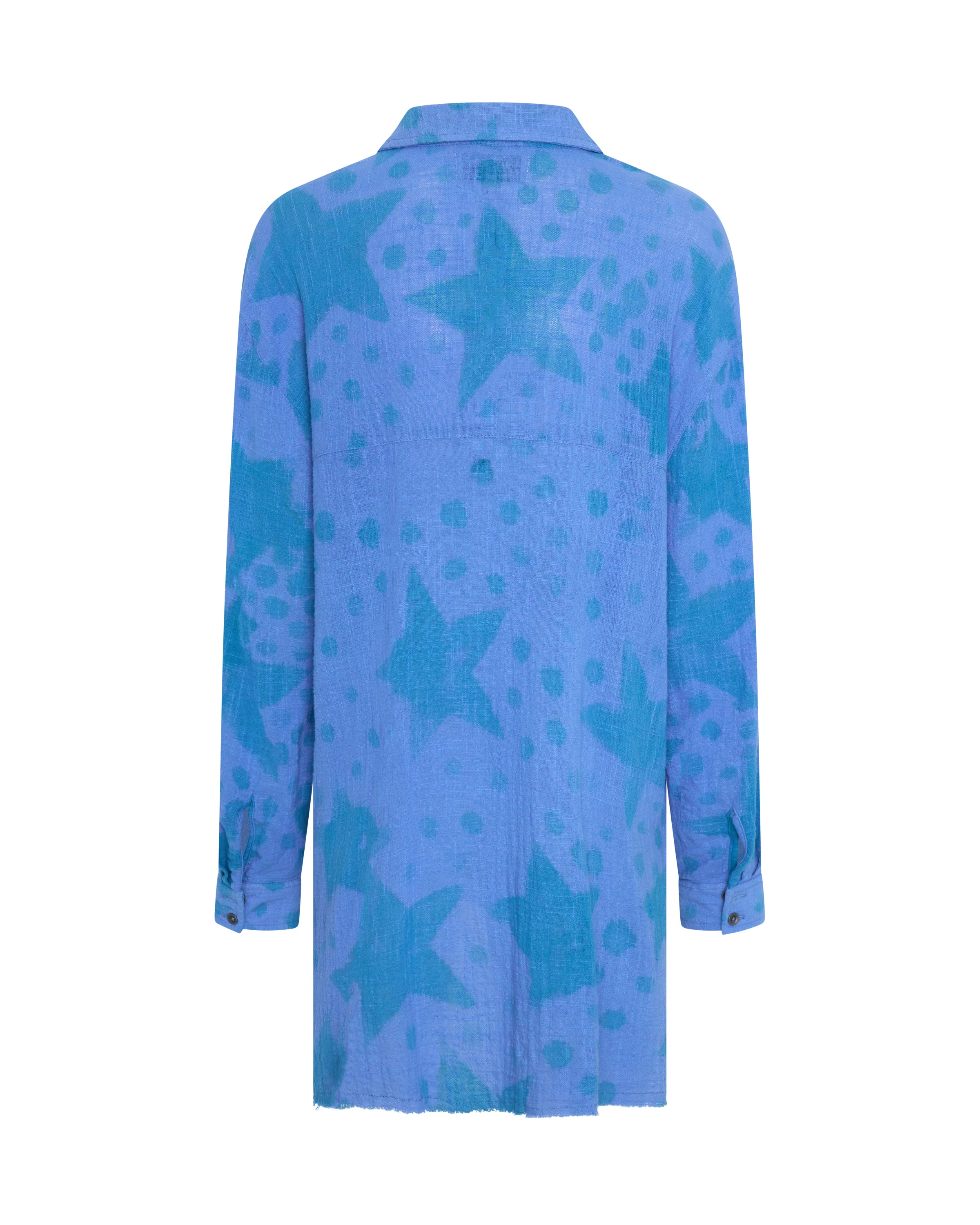 ONE TEASPOON Womens Polka Star Muslin Longline Shirt - Blue - Image 3