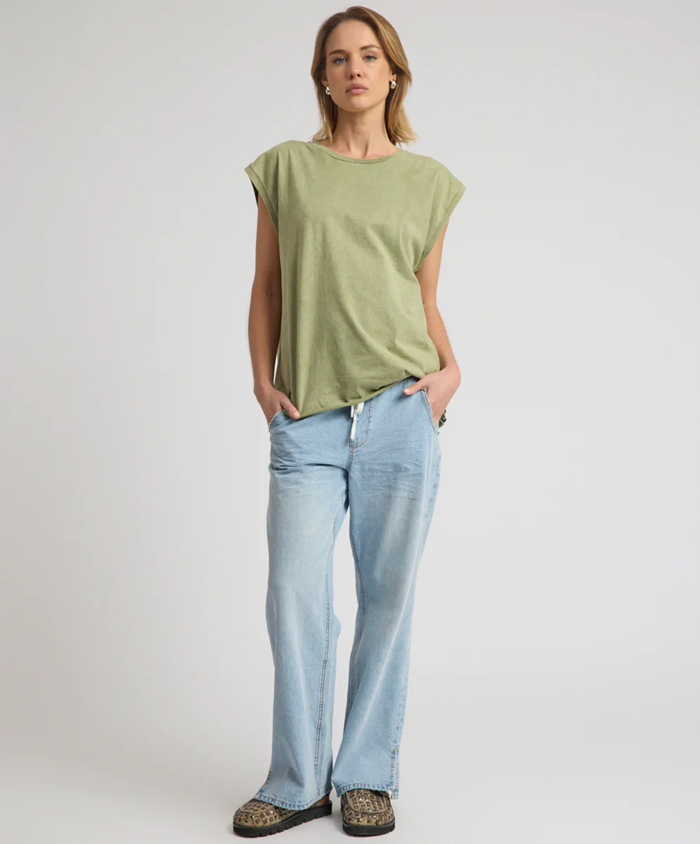 ONE TEASPOON Womens Roadhouse Mid Waist Drawstring Wide Leg Denim Jean in Riviera Blue - Image 8