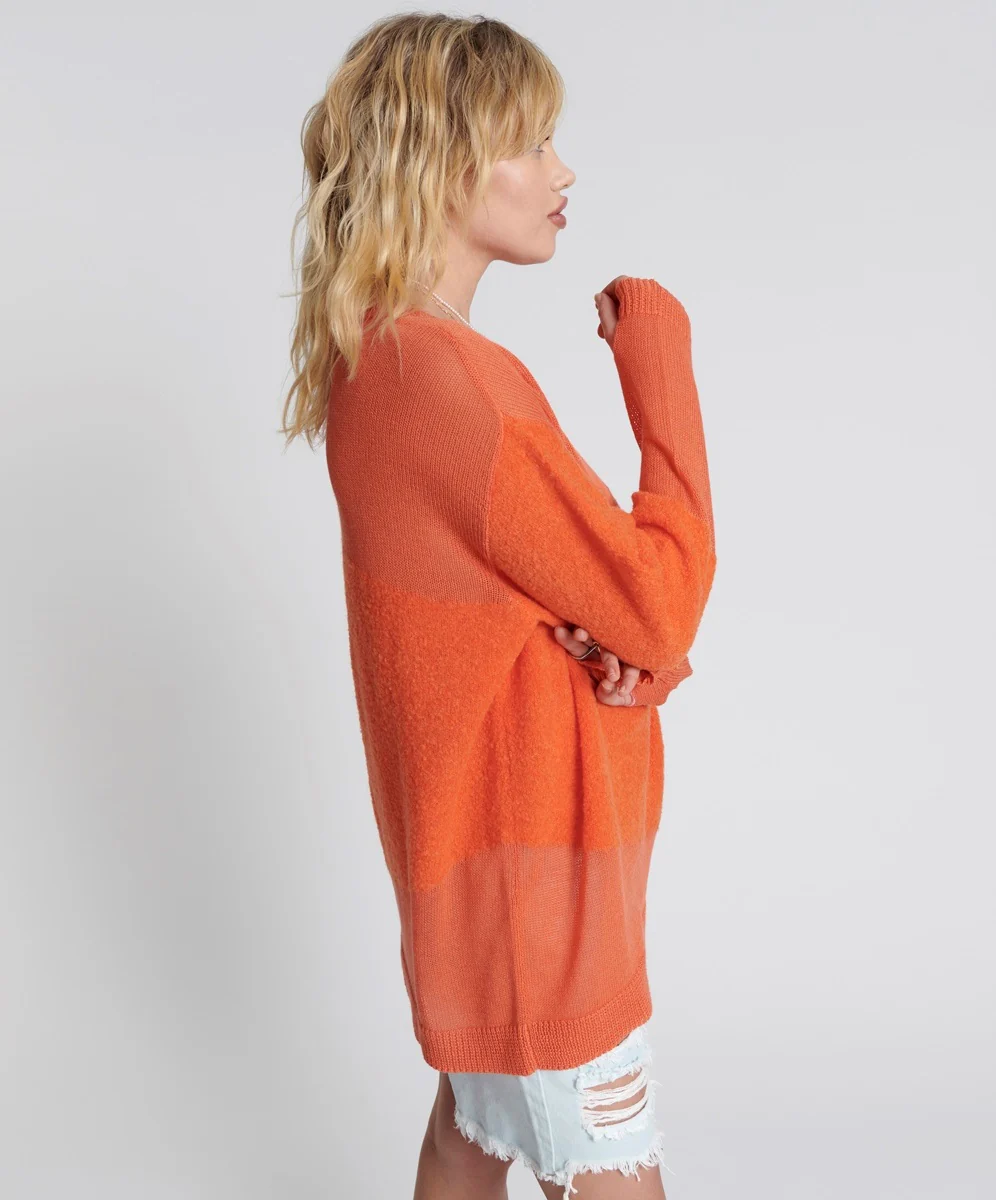 ONE TEASPOON Womens Shattered Crew Neck Sweater Orange - Image 4