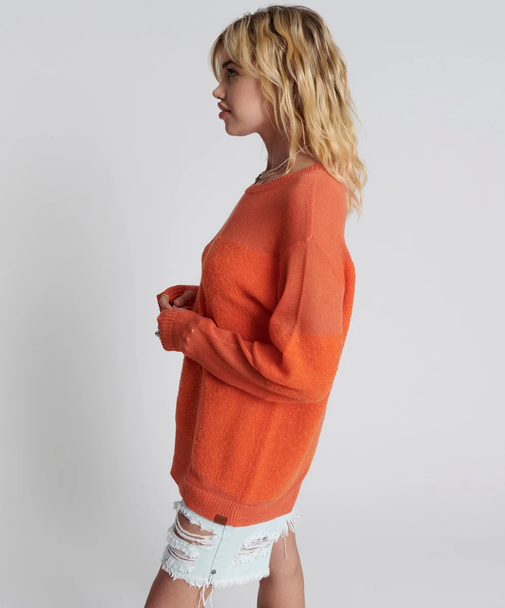 ONE TEASPOON Womens Shattered Crew Neck Sweater Orange - Image 5