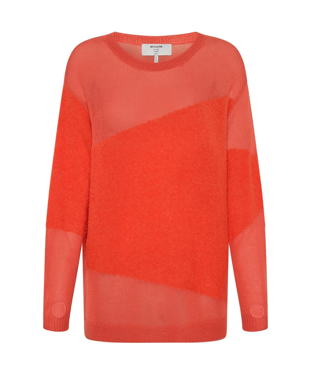 ONE TEASPOON Womens Shattered Crew Neck Sweater Orange - Image 8