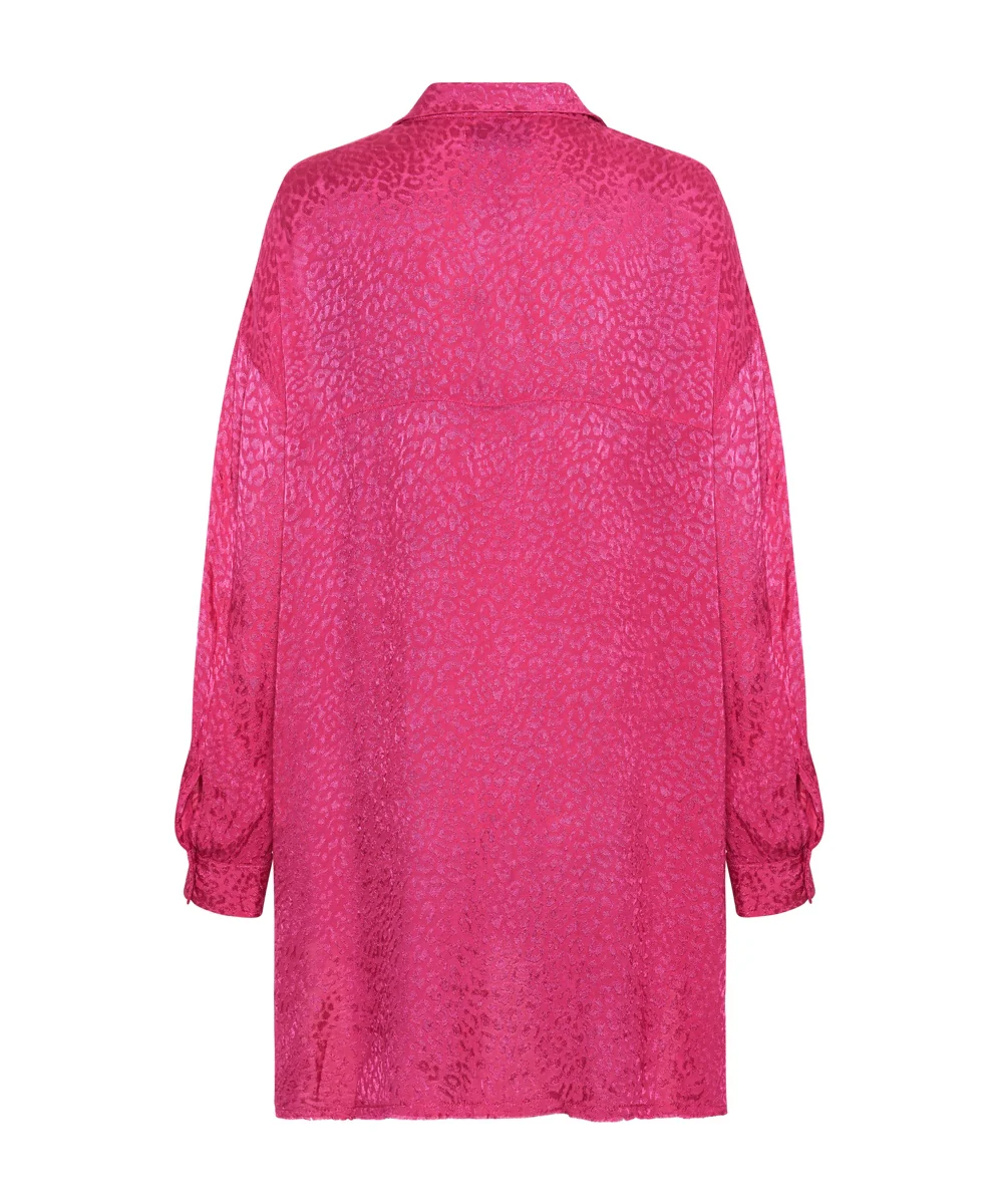 ONE TEASPOON Womens Shocking Pink Jacquard Longline Shirt - Image 7