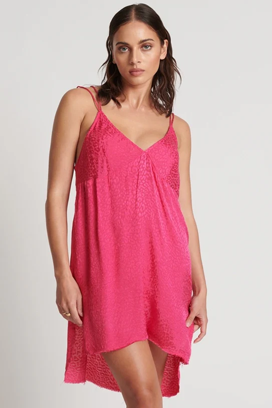 ONE TEASPOON Womens Shocking Pink Jacquard Slip Dress