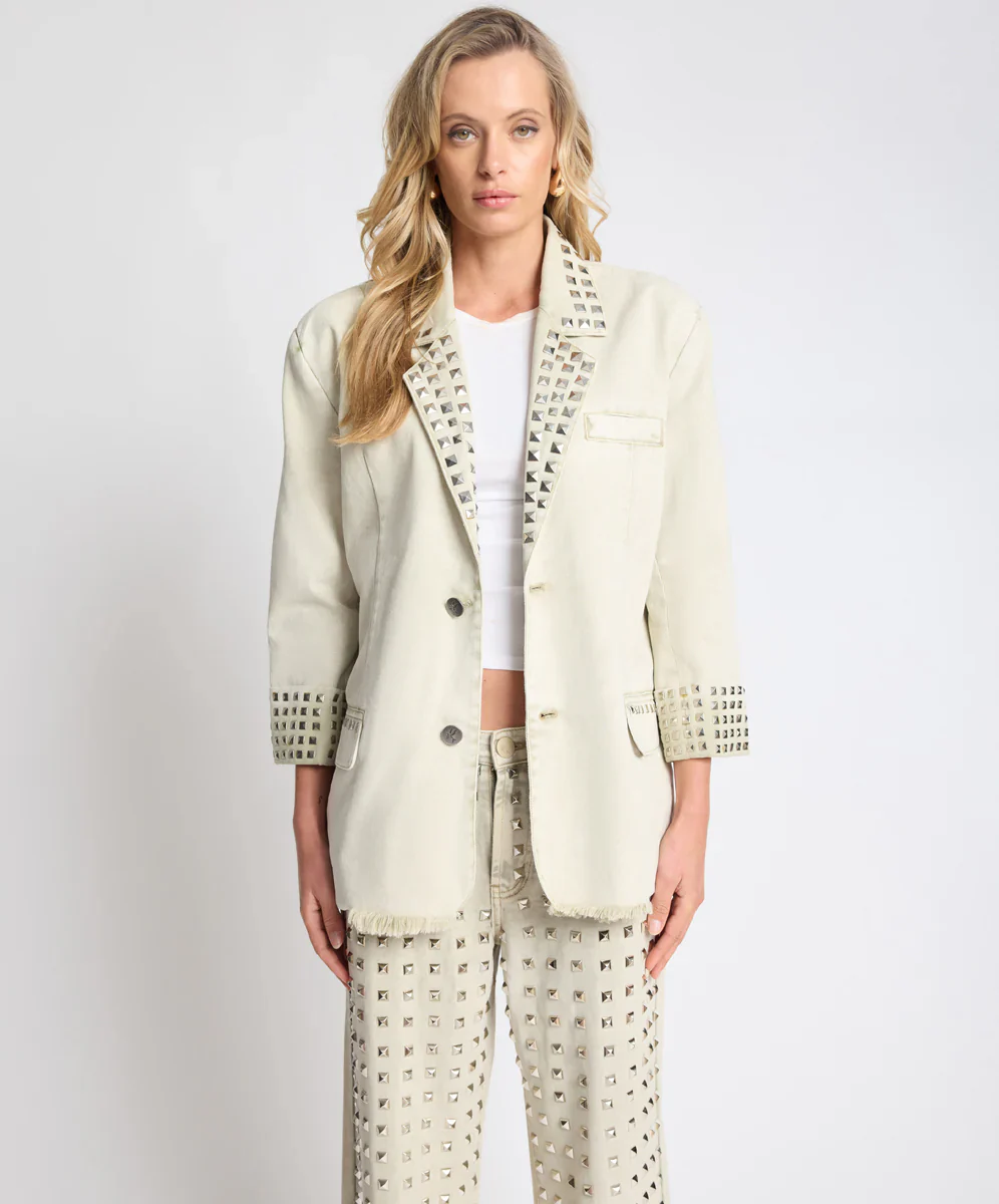 ONE TEASPOON Womens Silver Storm Studded Blazer in Antique Khaki - Image 5