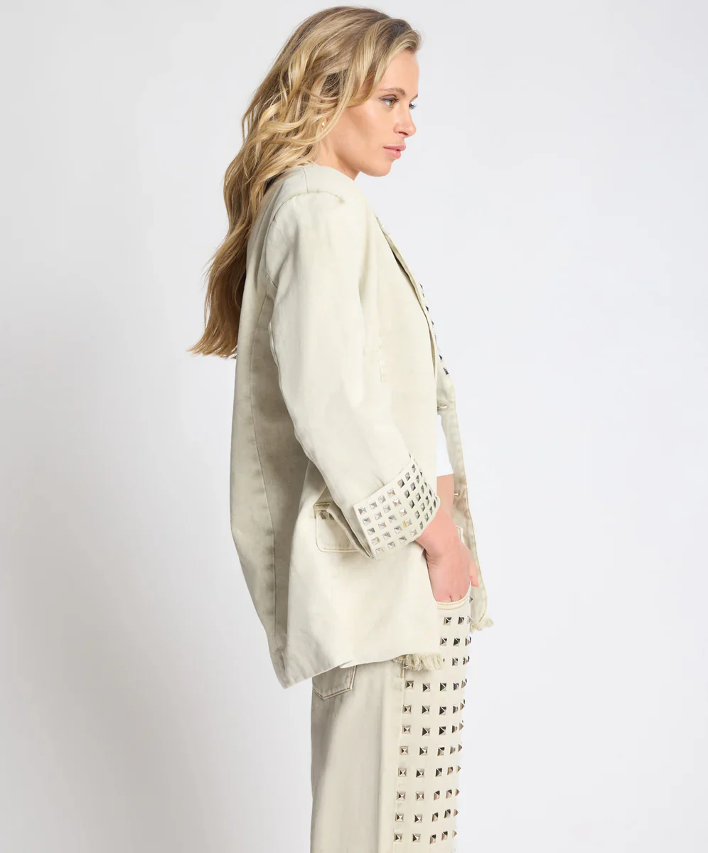 ONE TEASPOON Womens Silver Storm Studded Blazer in Antique Khaki - Image 7