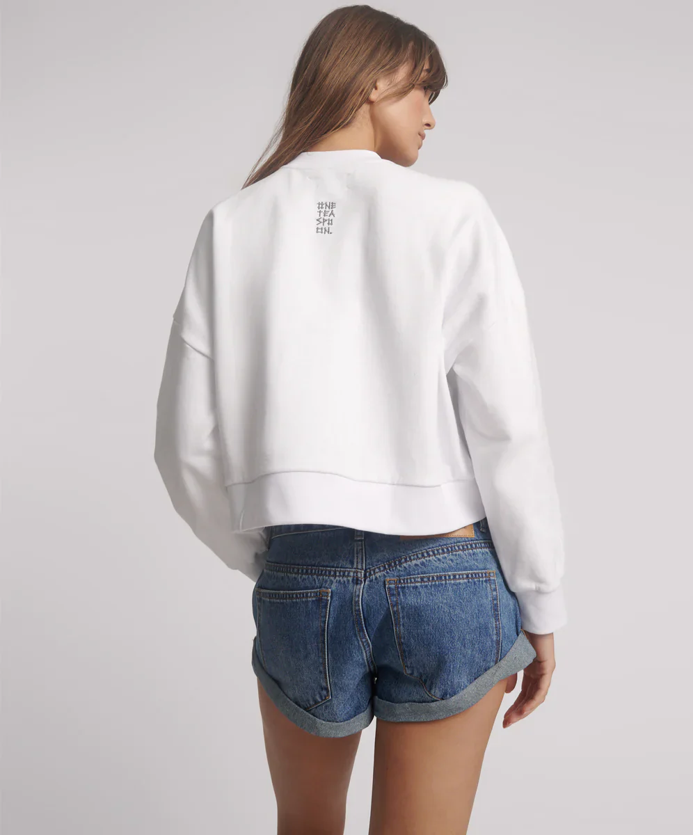 ONE TEASPOON Womens Studded Heart Cropped Sweater - White - Image 3