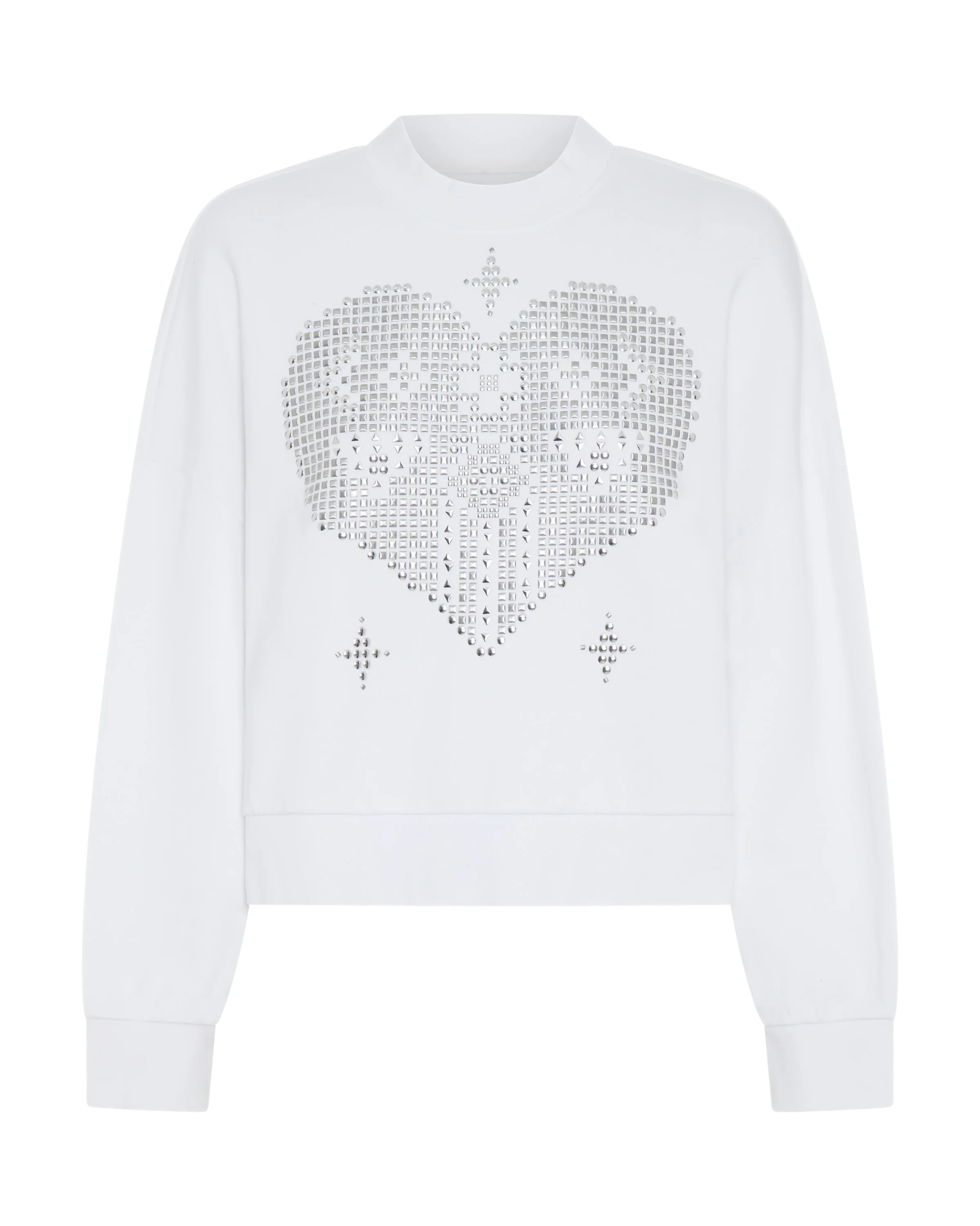 ONE TEASPOON Womens Studded Heart Cropped Sweater - White - Image 6