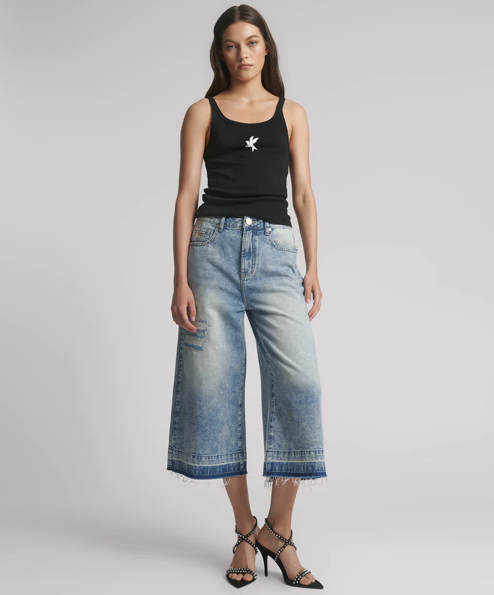 ONE TEASPOON Womens Sunset Blue 720's Mid Waist Long Length Denim Shorts - Sunset Blue - Image 3