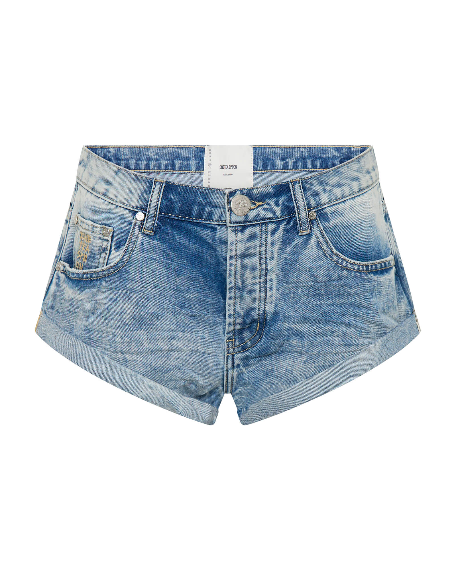 ONE TEASPOON Womens Sunset Blue Bandits Low Waist Denim Shorts - Sunset Blue - Image 8