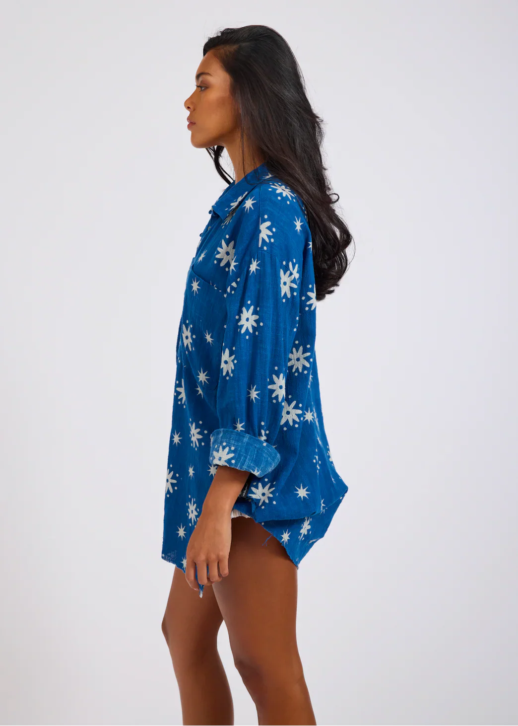ONE TEASPOON Womens Supernova Muslin Shirt in Blue - Image 2