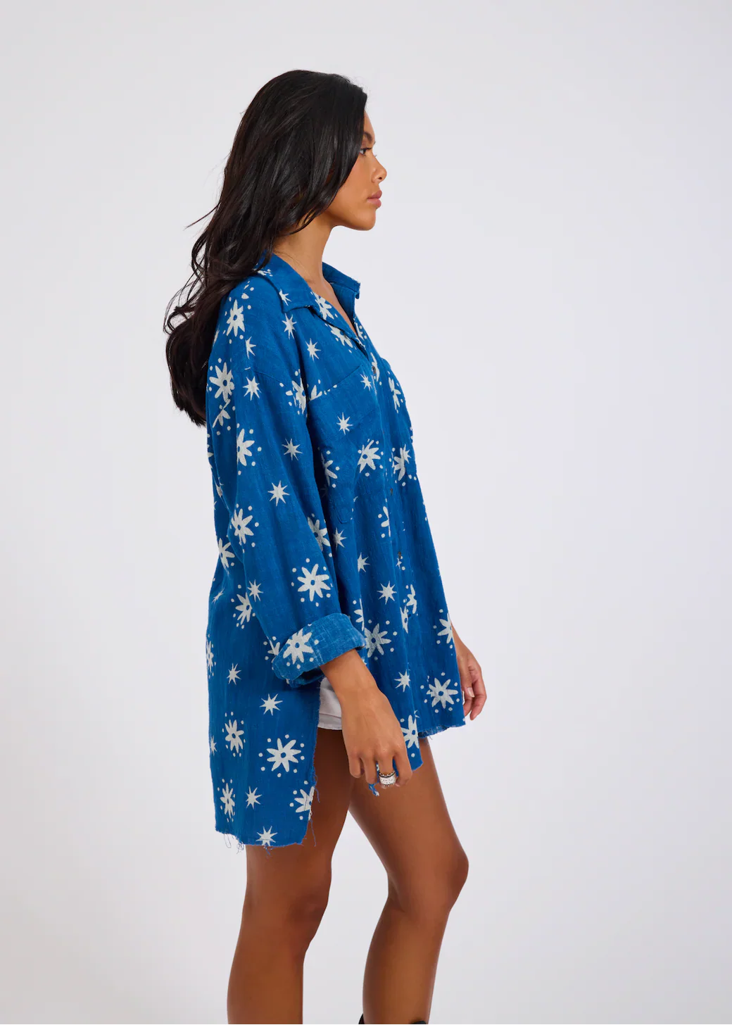 ONE TEASPOON Womens Supernova Muslin Shirt in Blue - Image 6