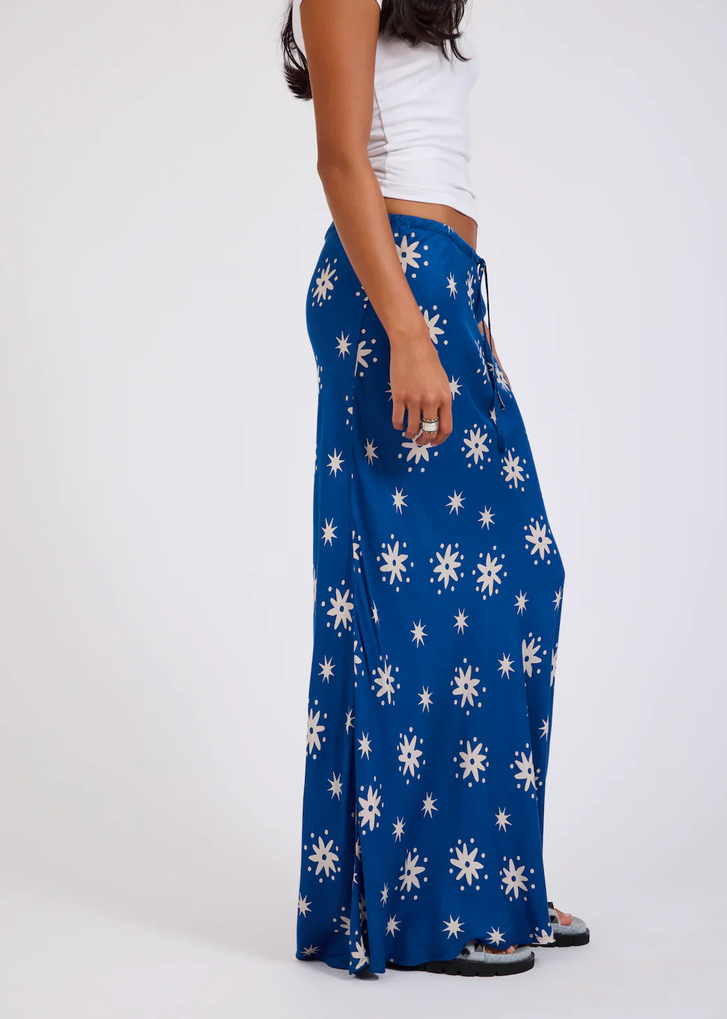 ONE TEASPOON Womens Supernova Satin Slip Skirt in Blue - Image 3