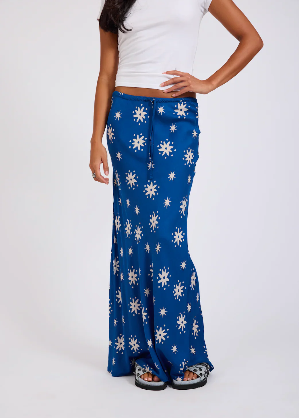 ONE TEASPOON Womens Supernova Satin Slip Skirt in Blue - Image 6