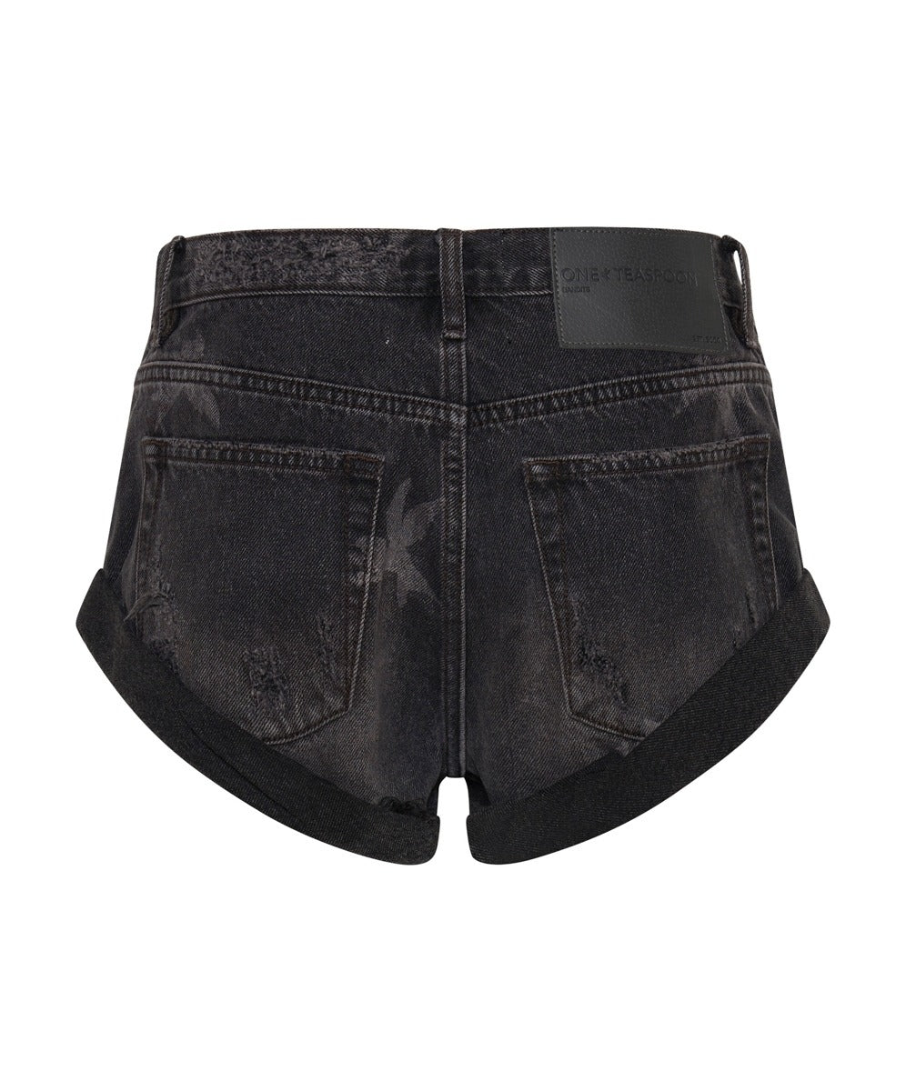 ONE TEASPOON Womens The Bower Bandits Low Waist Denim Short Black - Image 9