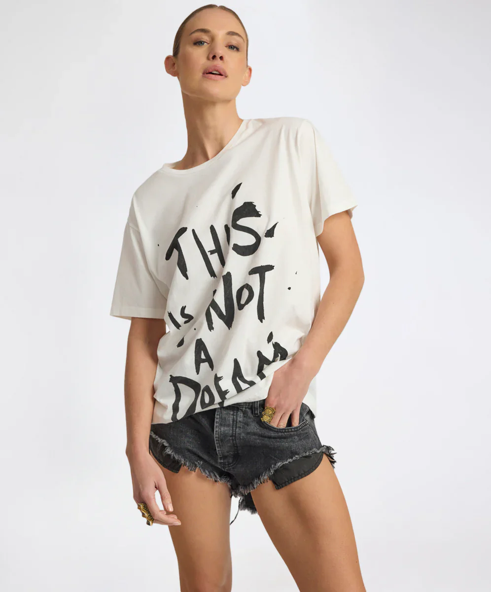 ONE TEASPOON Womens This Is Not A Dream Boyfriend Tee in White - Image 2