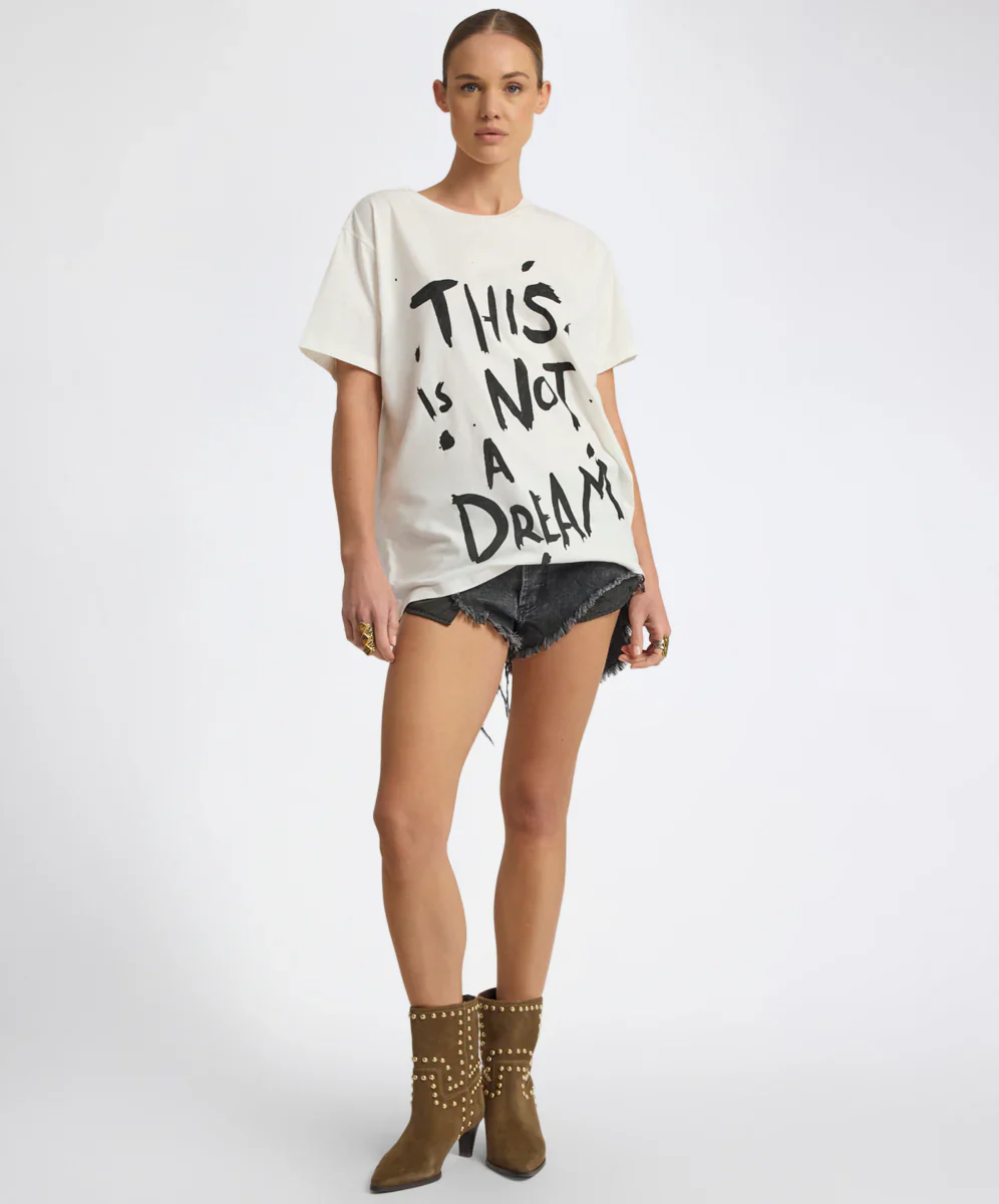ONE TEASPOON Womens This Is Not A Dream Boyfriend Tee in White - Image 3