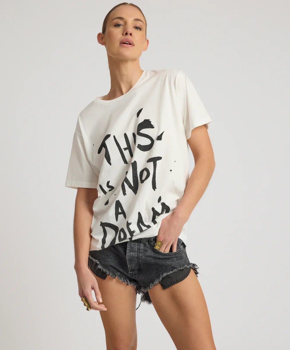 ONE TEASPOON Womens This Is Not A Dream Boyfriend Tee in White - Image 4