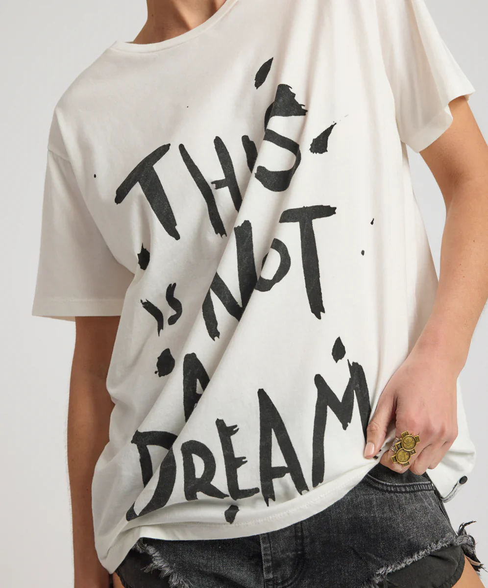 ONE TEASPOON Womens This Is Not A Dream Boyfriend Tee in White - Image 8
