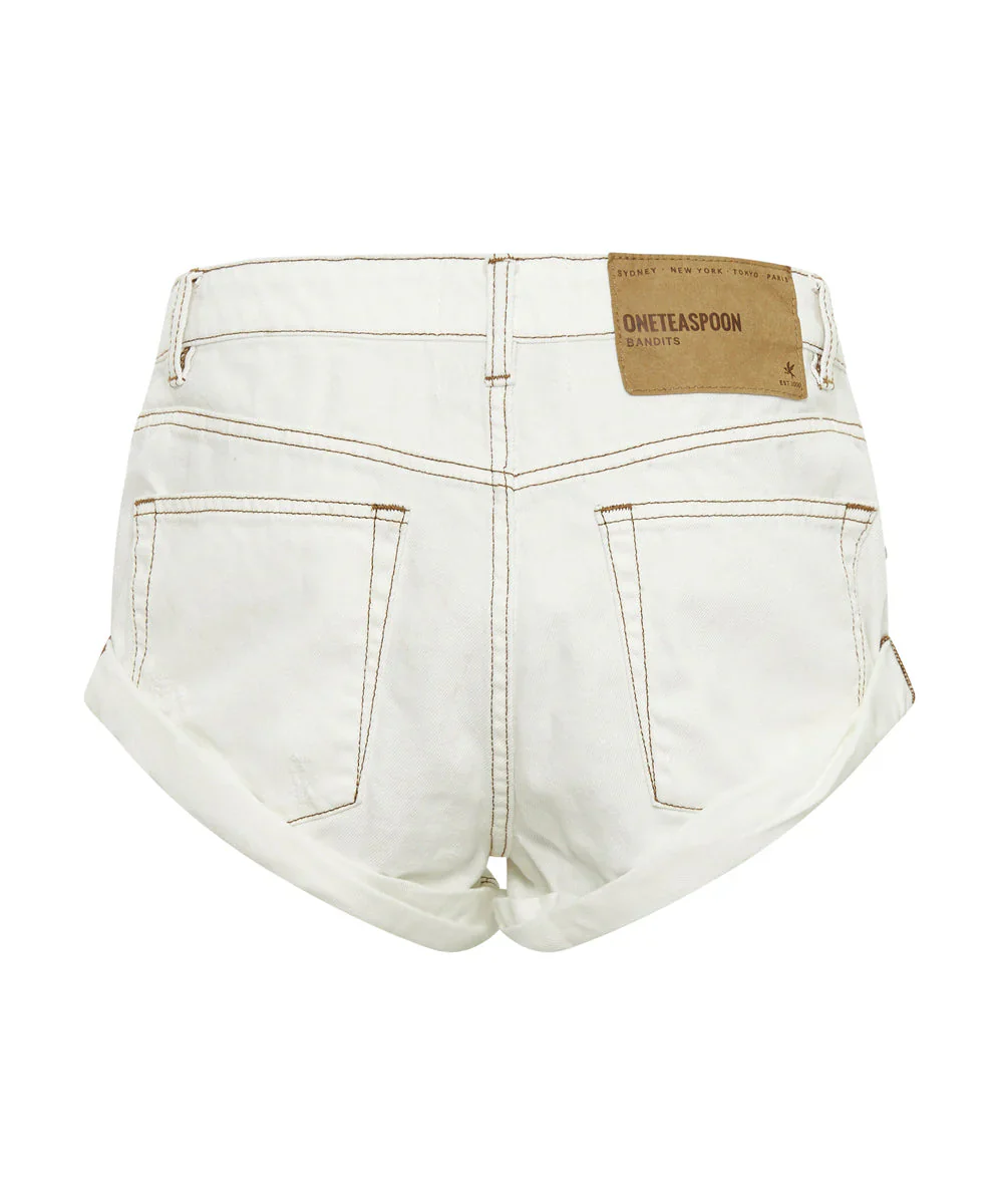 ONE TEASPOON Womens White Beauty Bandits Low Waist Denim Short - White Beauty - Image 10